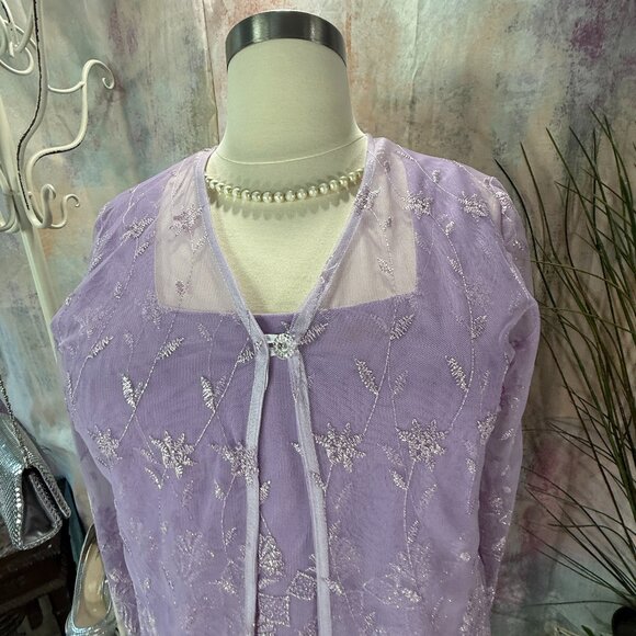 📌Sally Embroidered Lavender Formal - Mother Bride/ Groom Dress Matching Jacket - Picture 12 of 16